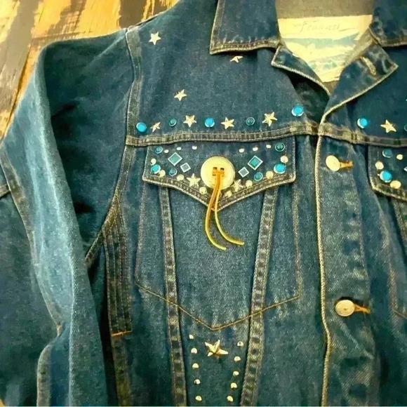 Vintage 80s Oversized Denim Western Cowboy Rodeo Jean Jacket Men’s Small - Picture 4 of 16